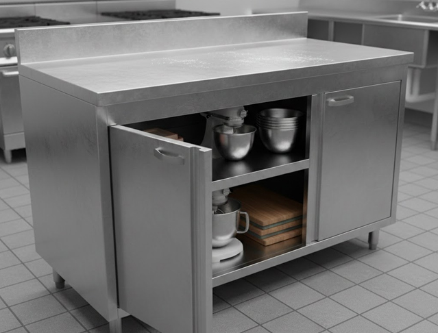 Stainless Steel Work Table With Cabinet